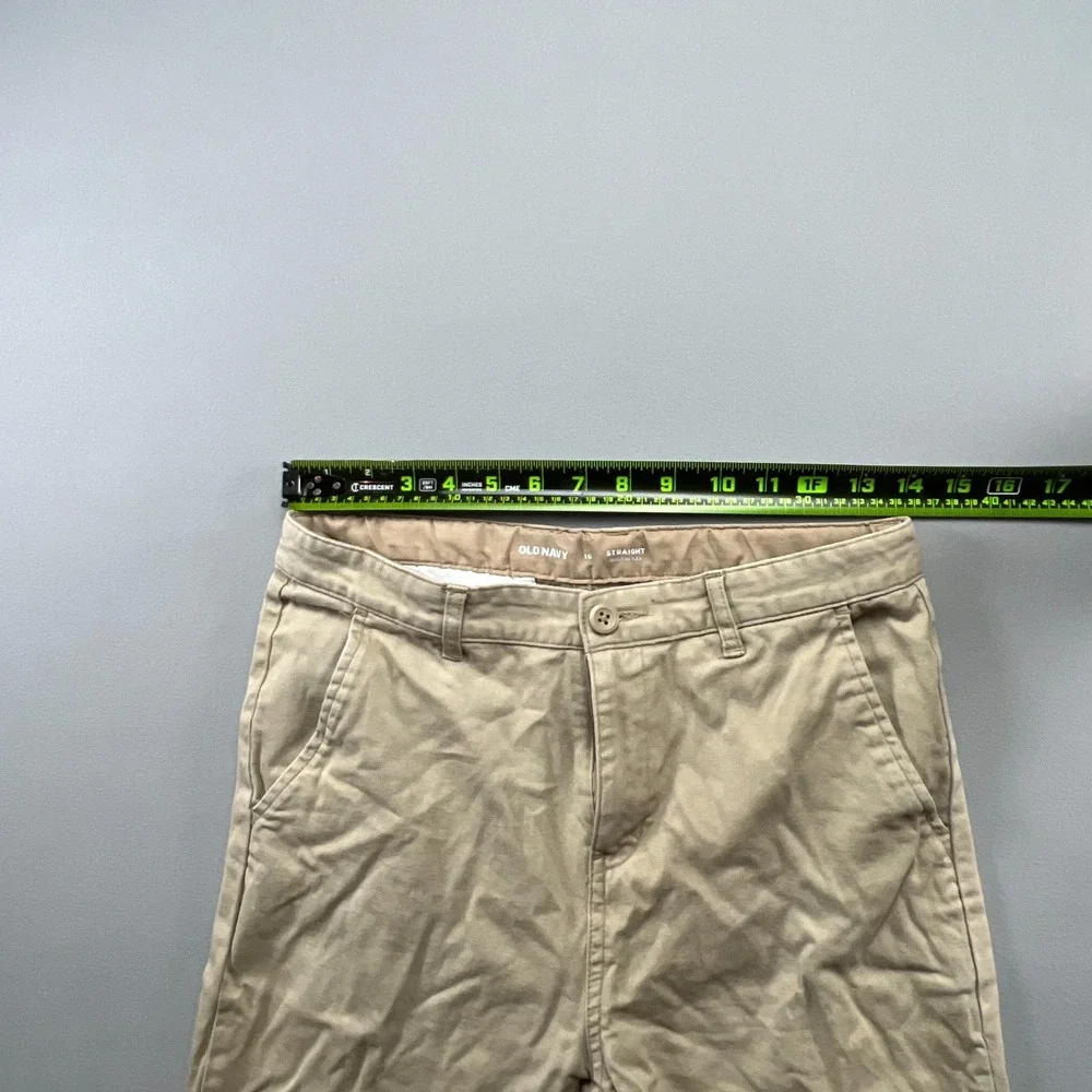 Old Navy Straight Built In Flex Uniform Pants Boys 16 Beige Cotton Flat Front